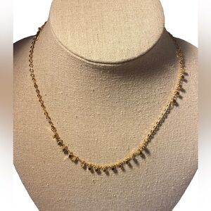 Mini cube stainless steel gold tone delicate necklace 18” NWOT